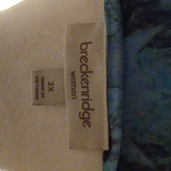 Breckenridge Woman Plus size 2X 3/4 Sleeve Green Boho Print Blouse Top Shirt - Picture 10 of 15